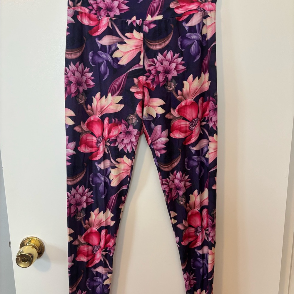 Floral Leggings in Pink and Purple Cozy Butter Soft Feminine Style